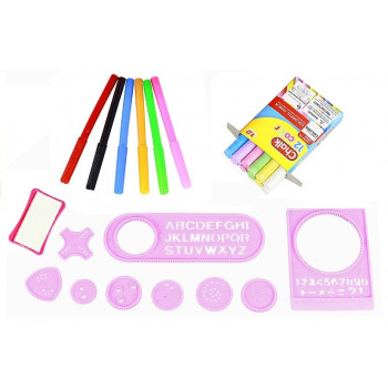 Tablica Na kredę Pisak + Pisaki Szblony 2w1