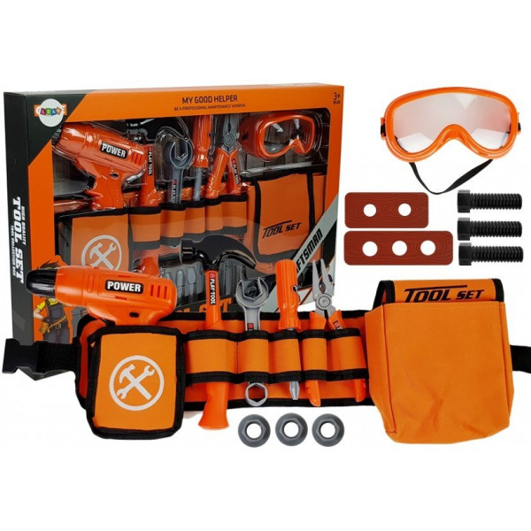 Zestaw Majsterkowicza Pas Wiertarka Śrubki Kleszcze Młotek