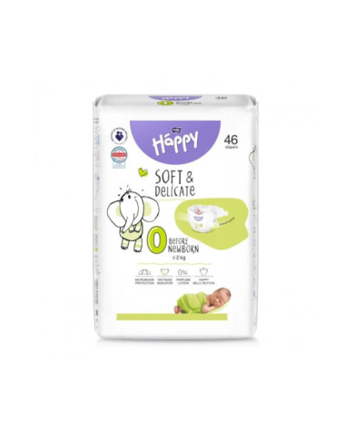Pieluszki dla wcześniaków Bella Happy 0 Before Newborn do 2 kg 46szt.