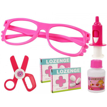 Zestaw Lekarski Dentysta Stojak Kroplówka Lekarstwa Strzykawka Wiertła Szczoteczka do Zębów