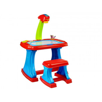 Stolik Edukacyjny z Projektorem Krzesełko Kredki Magnesy Literki i Cyfry