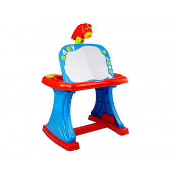 Stolik Edukacyjny z Projektorem Krzesełko Kredki Magnesy Literki i Cyfry