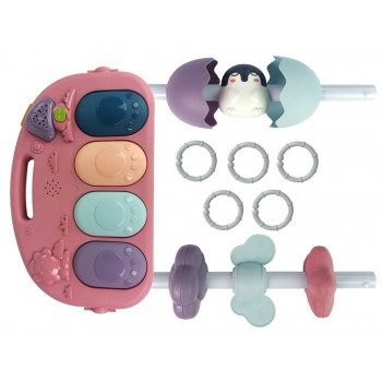 Mata Dla Niemowlaka Z Pianinkiem Grzechotki Gryzak Lusterko Dźwięk Różowa