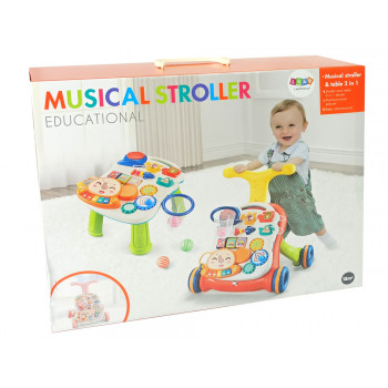 Interaktywny Pchacz, Chodzik Stolik 2w1 Różowy