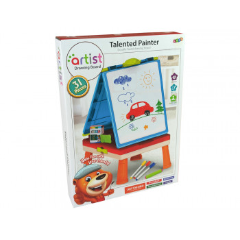 Tablica 3w1 Magnetyczno -Kredowa, Stolik Do Gier Niebieska