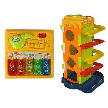 Zjeżdżalnia Piłeczek Blok Edukacyjny Sorter z Pianinkiem