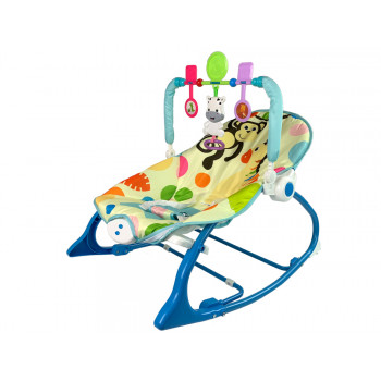 Kołyska Bujaczek Fotelik Krzesełko 2w1 Niebieski Zebra Dźwięki Wibracja