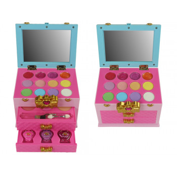 Zestaw Piękności Makijaż Toaletka Szkatułka Różowa Kokardka