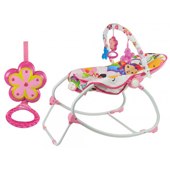 Kołyska Bujaczek Fotelik Krzesełko 2w1 Różowy Kwiatuszek Dźwięki Wibracja