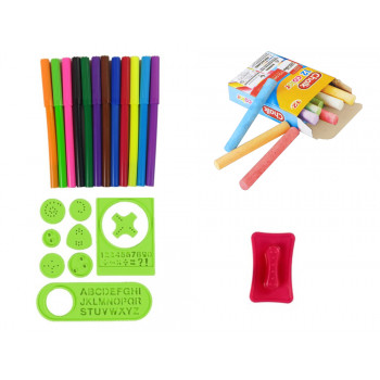 Tablica Dwustronna Magnetyczna Kredowa Niebiesko Czerwona Szablony