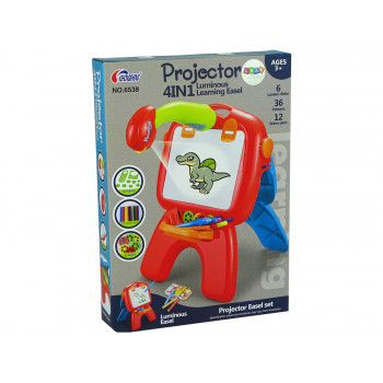 Tablica Dwustronna Kredowa Pisaki Stojąca Projektor Obrazki Czerwona