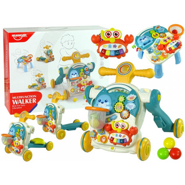 Pchacz 4w1 Stolik Edukacyjny Hulajnoga Rower Dla Dzieci Niebieski