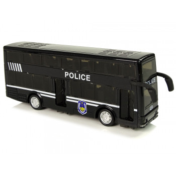 Autobus Policyjny Dwupiętrowy Czarny z Naciągiem Dźwięk