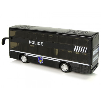 Autobus Policyjny Dwupiętrowy Czarny z Naciągiem Dźwięk