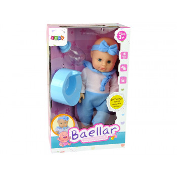 Lalka Piżama 30 cm Niebieska Butelka Nocnik Pije