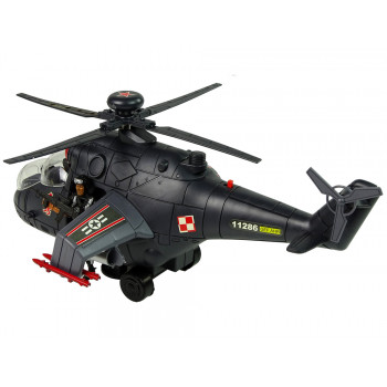 Helikopter Ogromne Skrzydła Światła Czarny Dźwięk Obraca Się