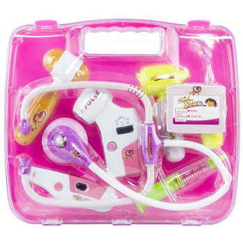 Zestaw Lekarski W Walizce Różowy Stetoskop Lekarz