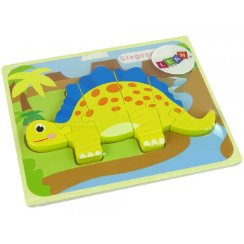 Drewniane Puzzle Dinozaur Stegosaurus Żółty