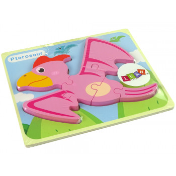 Drewniane Puzzle Dinozaur Pterodaktyl Różowy