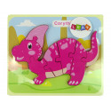 Drewniane Puzzle Dinozaur Corythosaurus Różowy