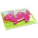 Drewniane Puzzle Dinozaur Corythosaurus Różowy