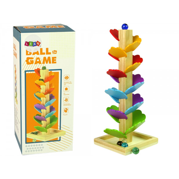 Drewniane Drzewko Tor Kulkowy Zjeżdżalnia Piłeczek Liście