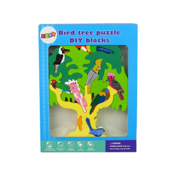 Drewniane Drzewo Ptaki Papugi DIY Klocki Drewniane Puzzle