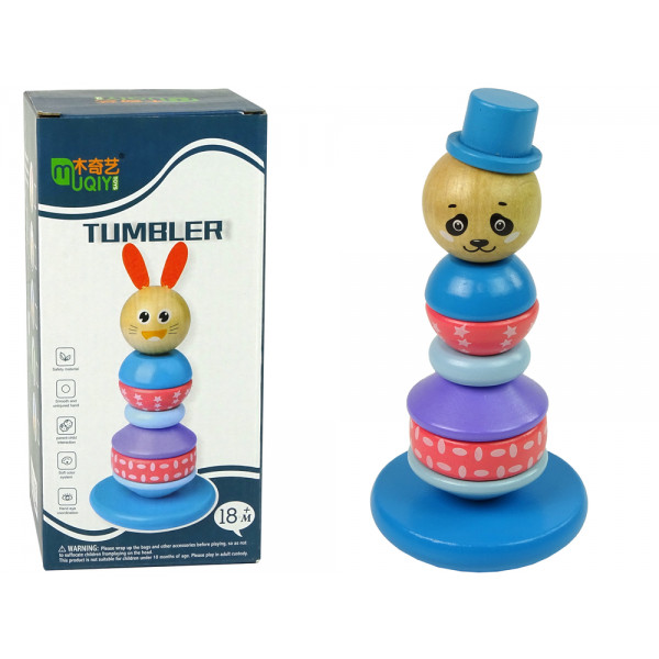 Drewniana Edukacyjna Piramidka Panda Balansująca Wieża