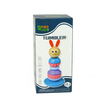 Drewniana Edukacyjna Piramidka Żaba Zielona Balansująca Wieża