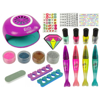 Duży Zestaw do Malowania Paznokci Pisaki Brokat Naklejki Suszarka