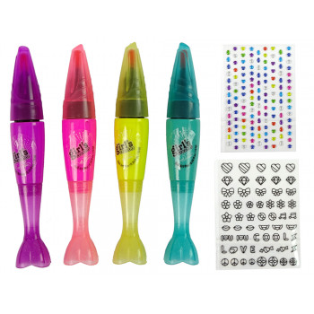 Zestaw do Malowania Paznokci Lakiery Pisaki Kolorowe Naklejki