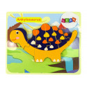 Drewniane Puzzle Dinozaury Triceratops Ankylosaurus Pomarańczowy