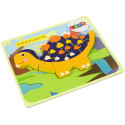 Drewniane Puzzle Dinozaury Triceratops Ankylosaurus Pomarańczowy