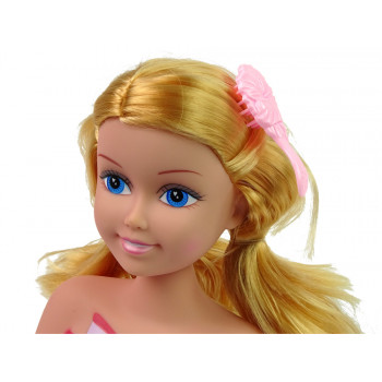 Głowa Lalki Akcesoria Koraliki Spinki Kolorowe Pasemka