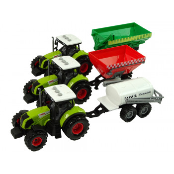 Zestaw Trzech Traktorów Naczepy Opryskiwacz Farma Ciągnik