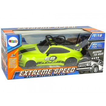 Samochód Sportowy 1:18 Zielone Koło Zapasowe Pilot 27 Mhz