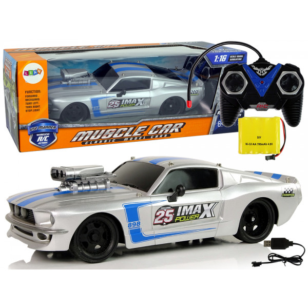 Auto Sportowe R/C 1:16 Srebrne Niebieskie Pasy Pilot