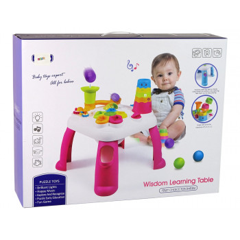 Interaktywny Stolik Edukacyjny Sorter Zjeżdżalnia Piłeczek Różowy