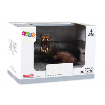 Zestaw 2 Figurek Hipopotam z Młodym Zwierzęta Świata