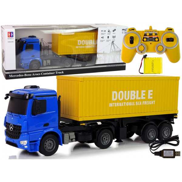 Duża Ciężarówka R/C Mercedes Arocs Niebieska 1:20 Kontener 58 cm Długości
