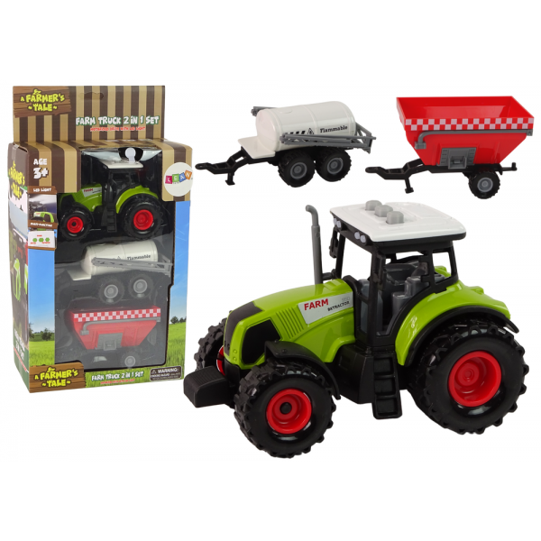 Duży Traktor Światła LED Dźwięki 2 Maszyny Farm Set