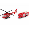 Zestaw Autek Straż Pożarna Naciąg Helikopter Czerwony