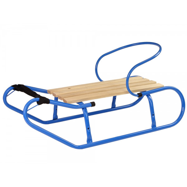 Sanki Metalowe z Pchaczem Oparcie Pasek Niebieskie