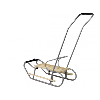Sanki Metalowe z Pchaczem Oparcie Pasek Srebrny