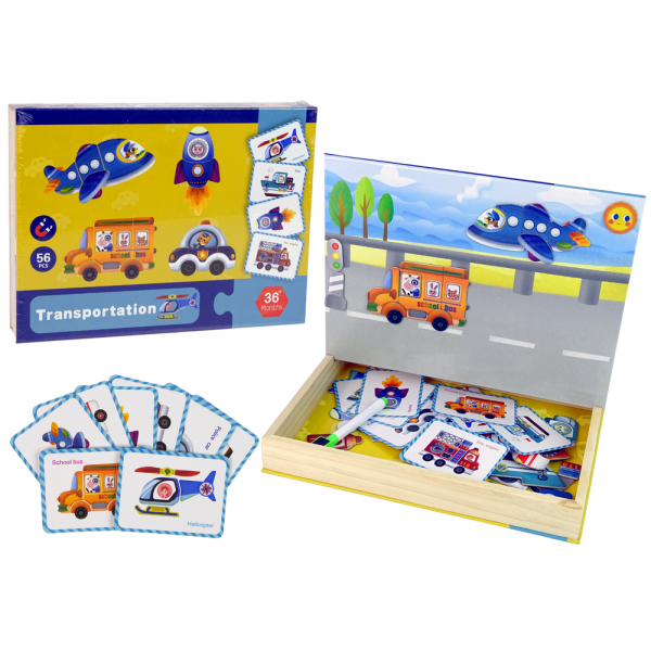 Magnetyczna Układanka Książka Transport Puzzle Karty