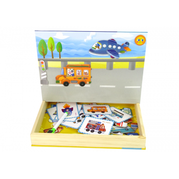 Magnetyczna Układanka Książka Transport Puzzle Karty