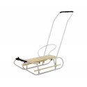 Sanki Metalowe z Pchaczem Oparcie Pasek Białe