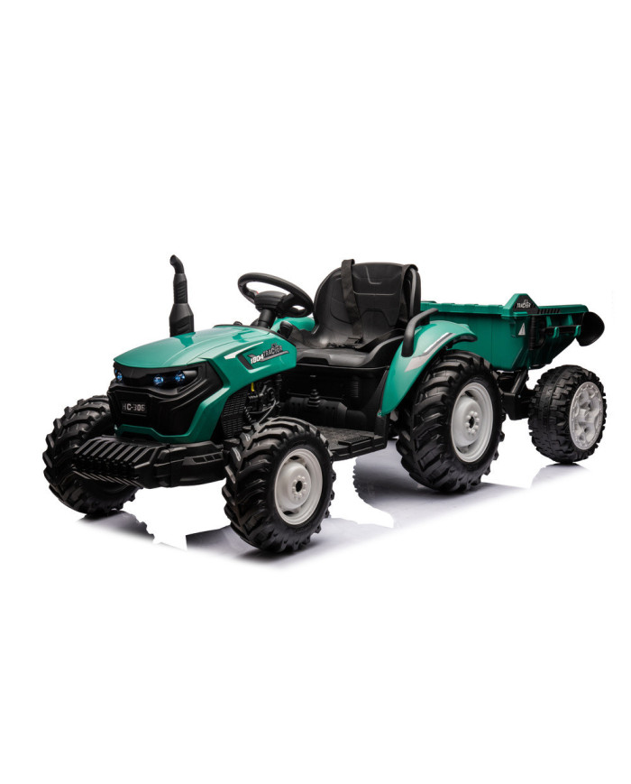 Traktor Na Akumulator HC-306 Z Przyczepą Ciemno Zielony 24V