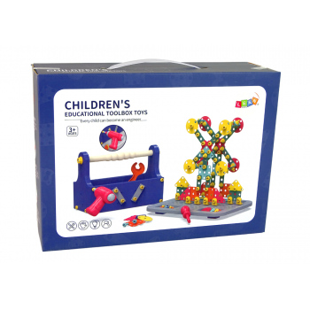 Klocki Konstrukcyjne W Skrzynce Majsterkowanie Wiertarka DIY