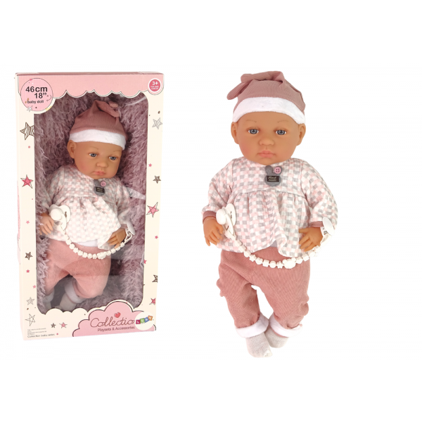 Lalka Bobas 46 cm Różowa Smoczek Kocyk Piórka